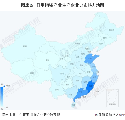 图表2：日用陶瓷产业生产企业分布热力地图