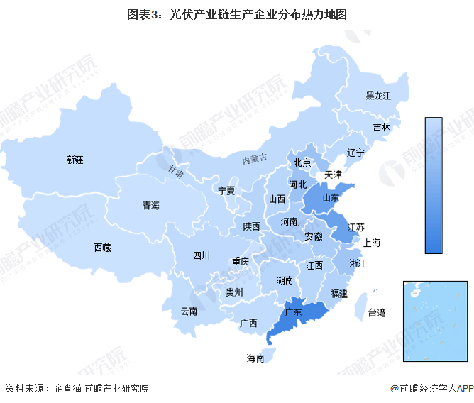 图表3：光伏产业链生产企业分布热力地图